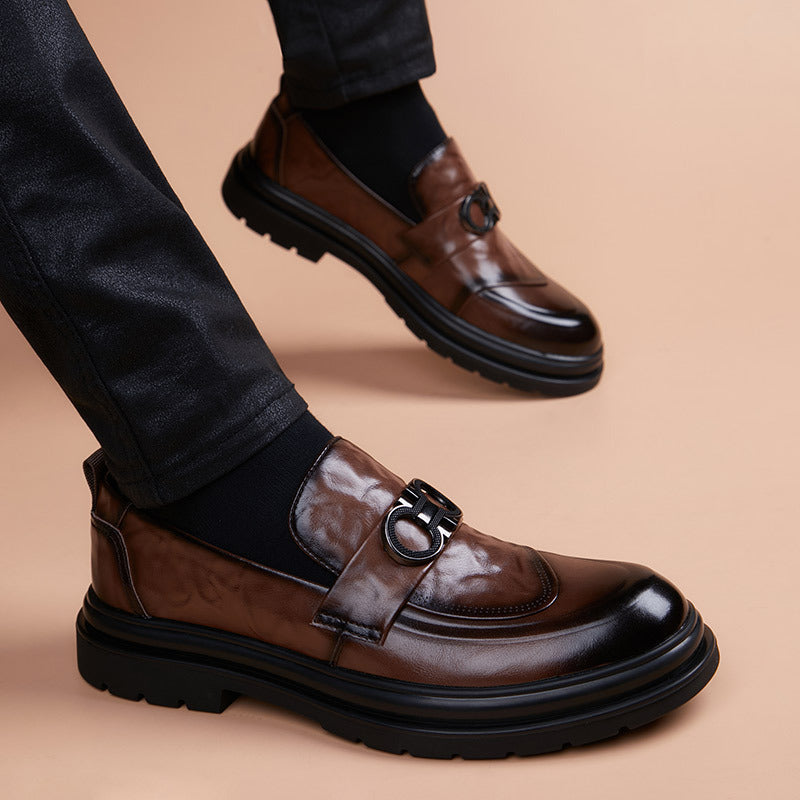Men's Slip On Male Youth Trendy British Leather Shoes