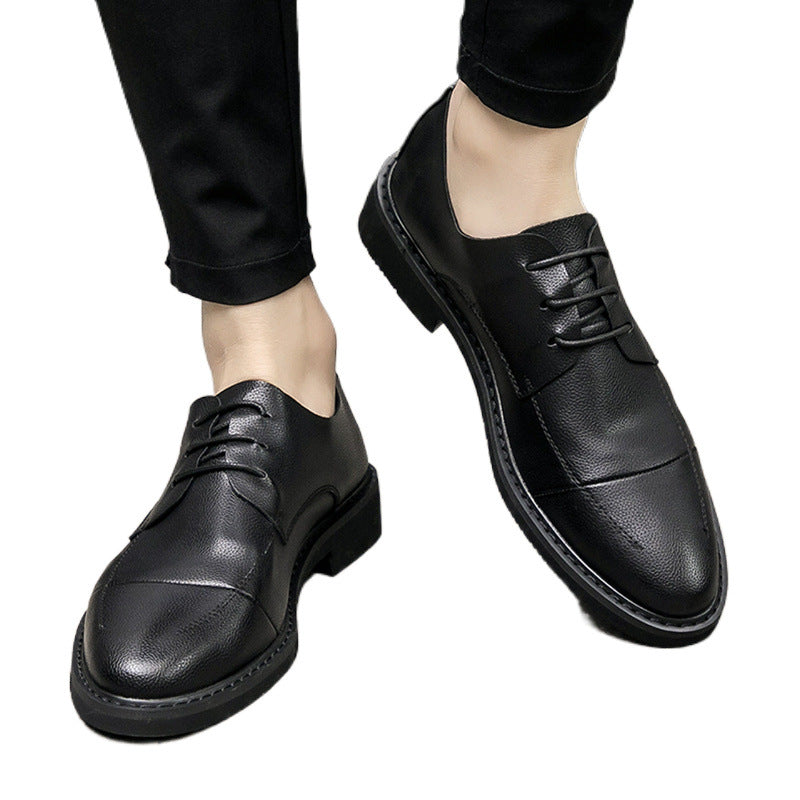 Men's Korean Genuine Heighten Soft Bottom Green British Men's Shoes