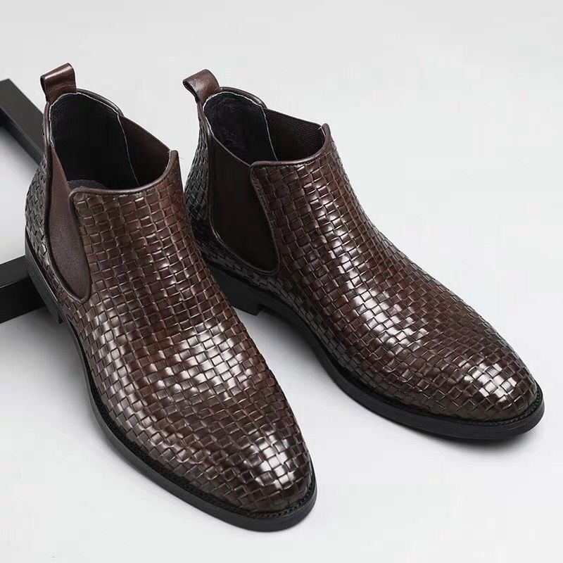 Men's Embossed British Korean Style Trendy Martin Men's Business Leather Shoes
