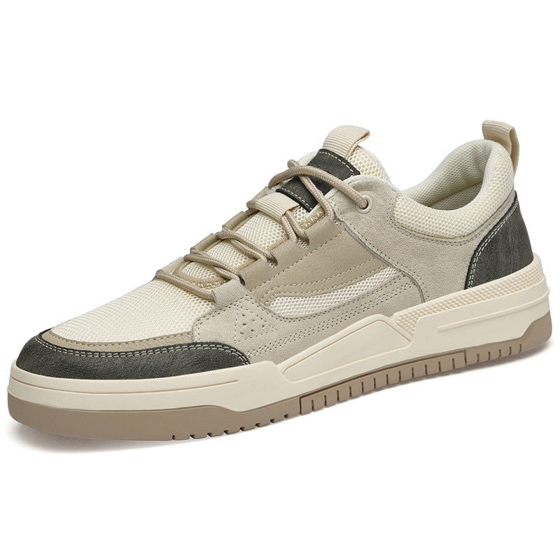 Men's Pigskin Mesh Board Front Breathable Flat Sneakers