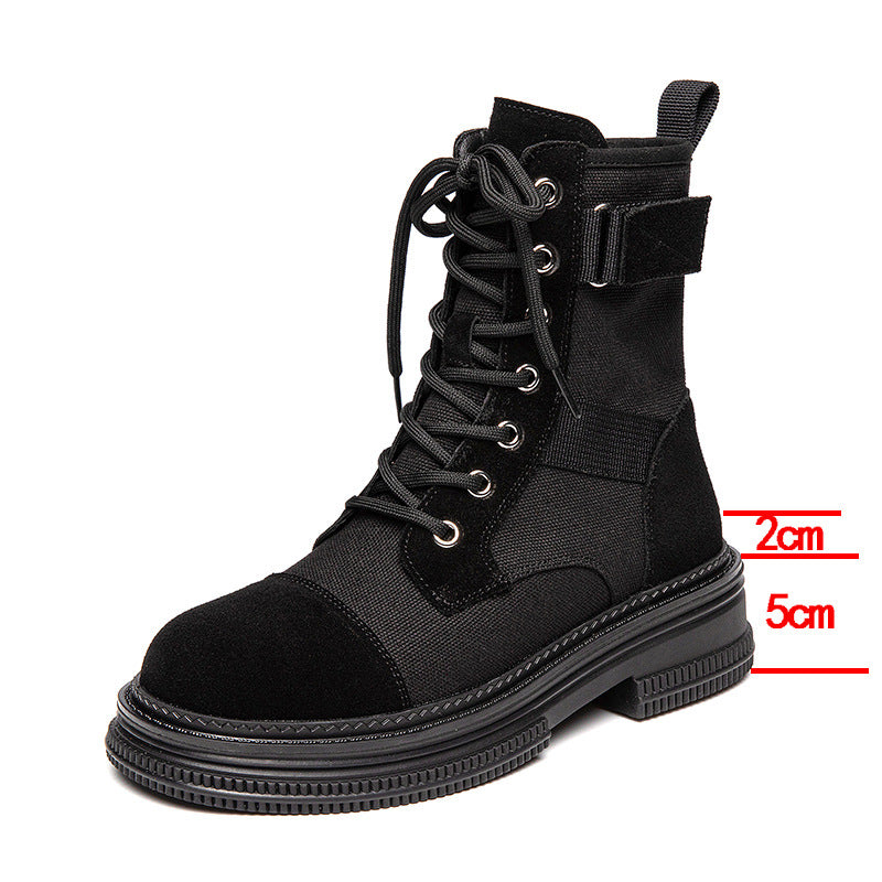 Women's Summer Thin Breathable Lace Up Round Toe Side Women's Leather Boots