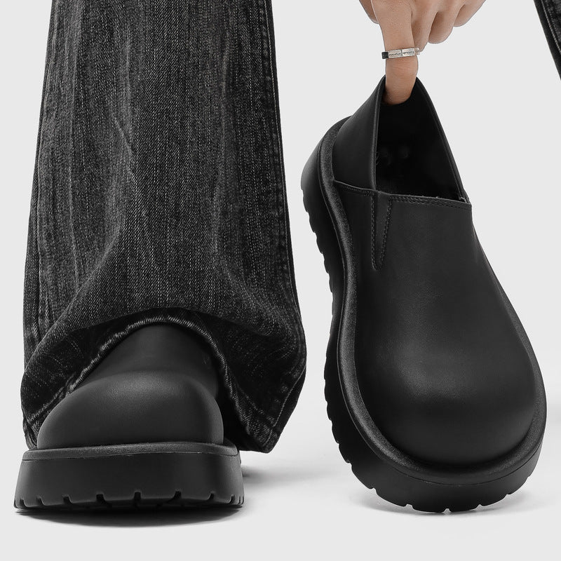 Men's Muller Big Toe Lazy Slip On Trendy Fashion Black Loafers
