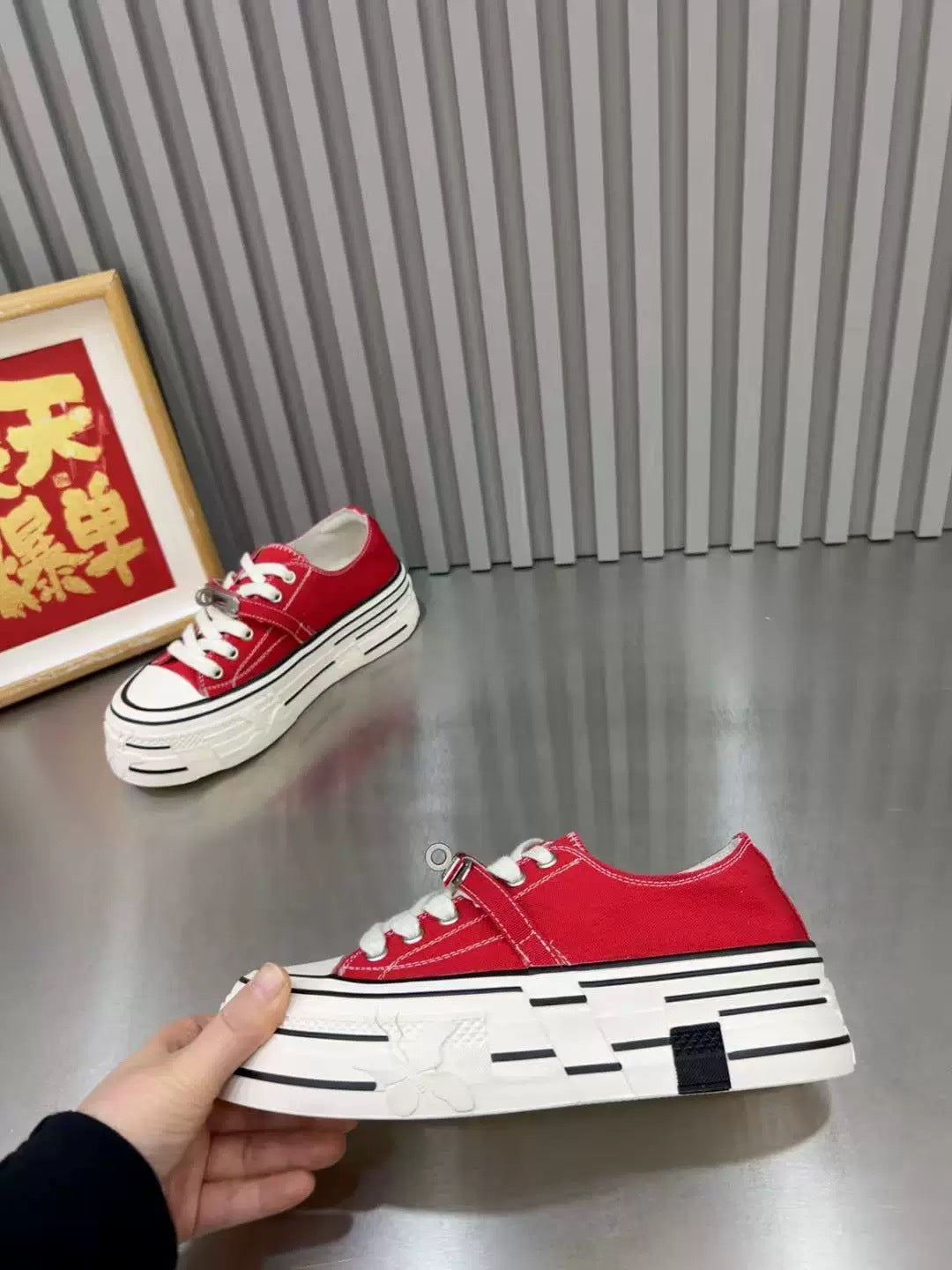 Korean Style Platform Western Versatile Elevator Women's Canvas Shoes