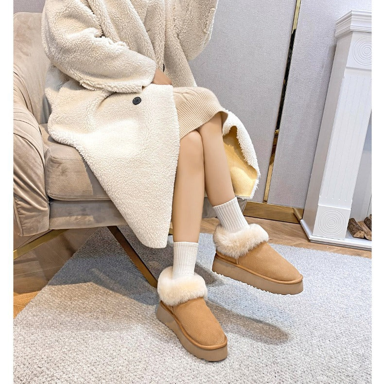 Lining Sheepskin Fur Integrated Thick Bottom Snow Boots