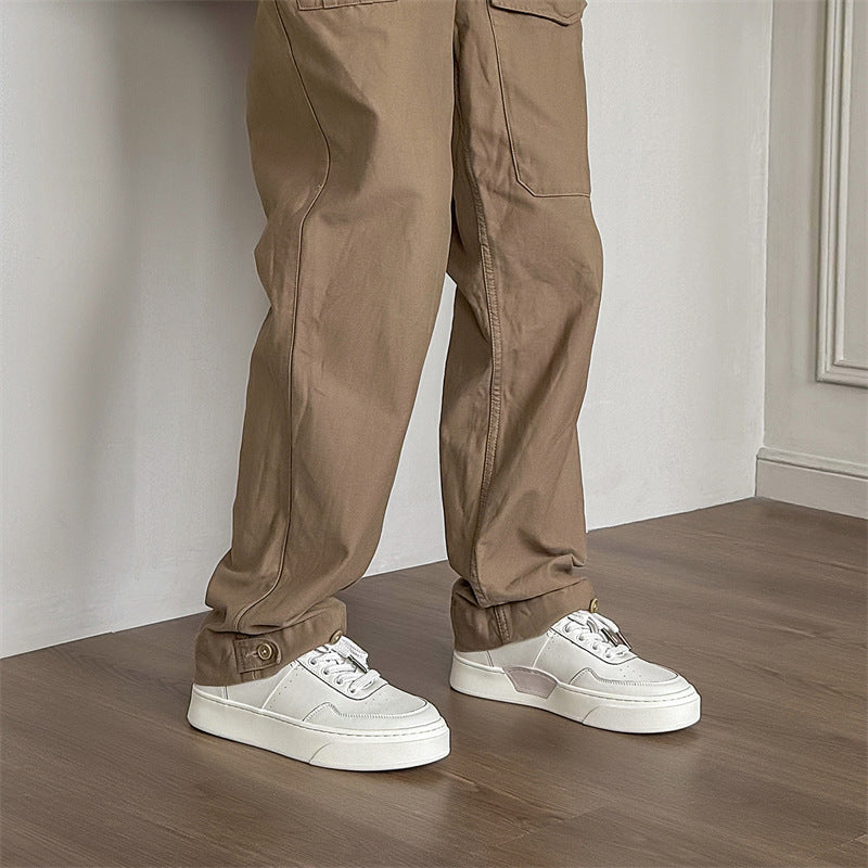 Men's Summer Platform Minimalism White Trendy Breathable Sneakers