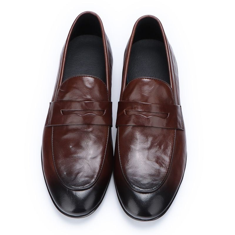 Men's One Pedal Black Genuine Fashion Soft Leather Shoes