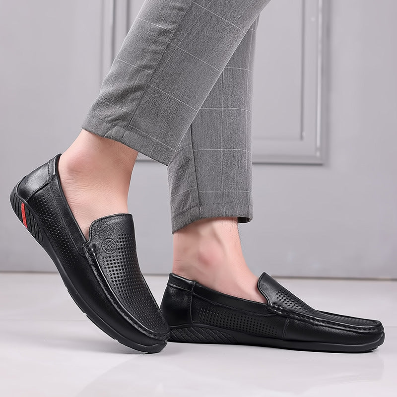 Men's Summer Simple Slip-on Black Genuine Doug Casual Shoes