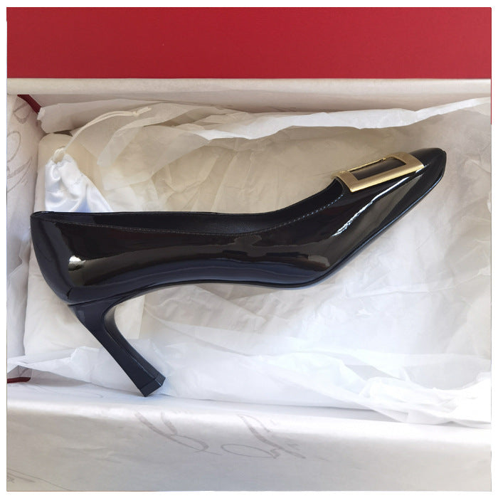 Women's High Stiletto Pumps Patent Square Toe Women's Shoes