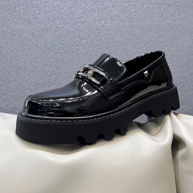 Men's British Retro Round Toe Brogue Platform Casual Shoes