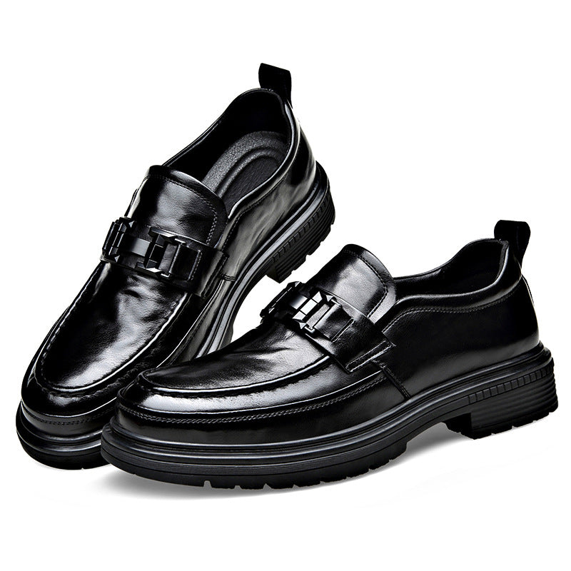 Men's Business Lightweight Platform Slip-on Fashion Pattern Leather Shoes