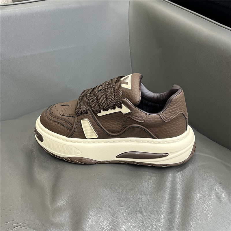 Men's Low-cut Genuine White Dad Platform Sports Casual Shoes