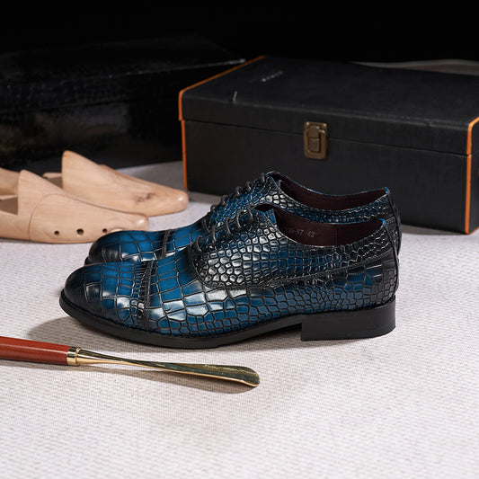 Men's Fashion Crocodile Embossed Business Cowhide Men's Shoes