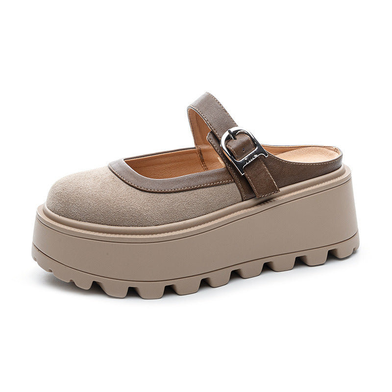 Women's Retro Closed Toe Half Autumn Platform Slippers
