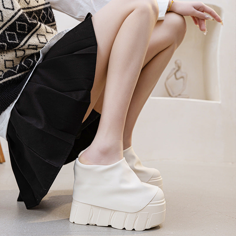 Women's Super High Thick Sole Half Outer Wear Height Increasing Slippers