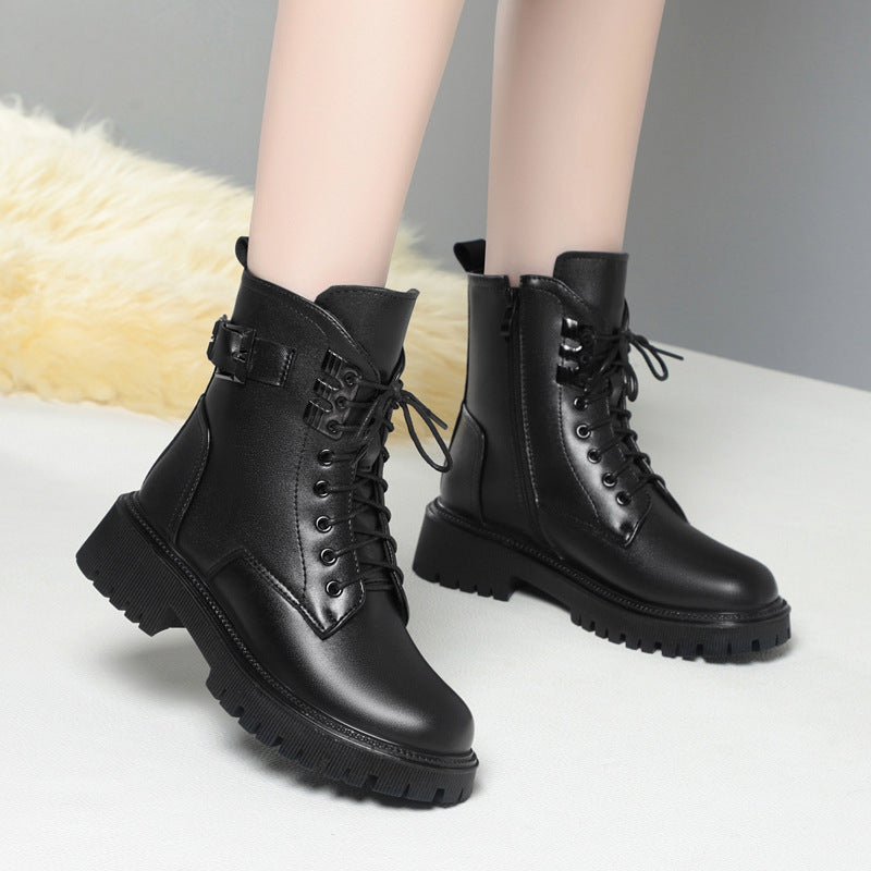 Women's Ankle British Style Soft Veet Thick Wool Big Boots