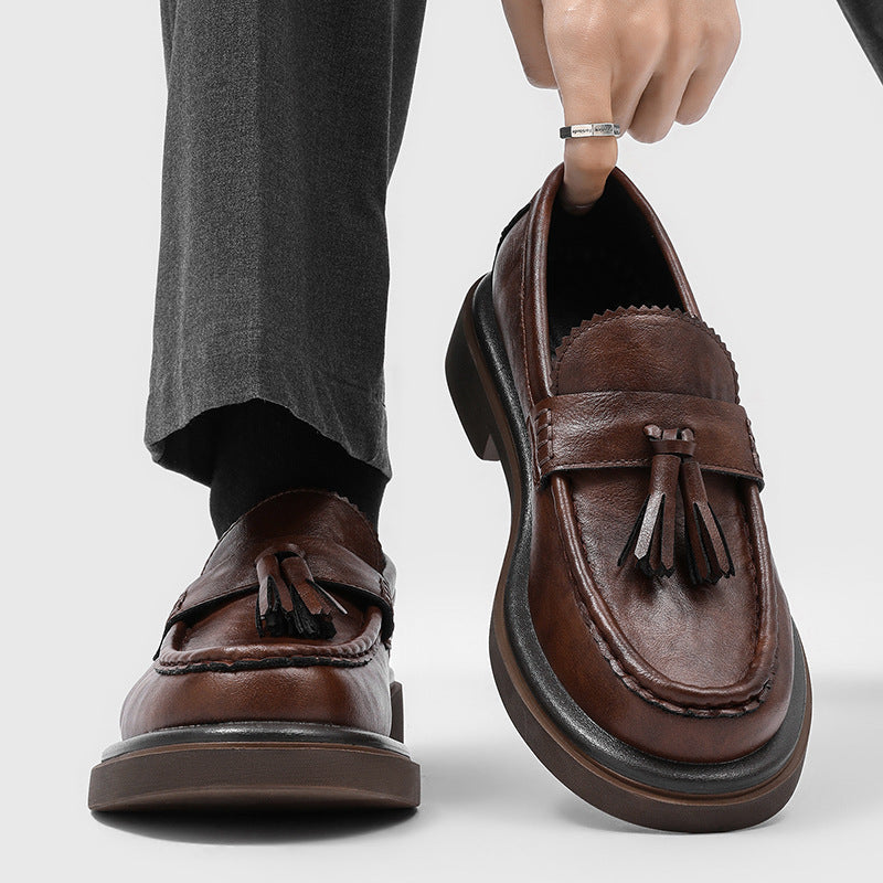 Graceful Men's Summer Fashion Big Head Leather Shoes
