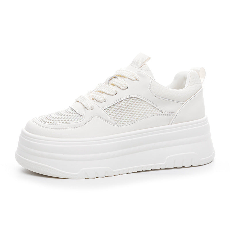 Women's Hidden White Platform Mesh Surface Summer Breathable Lightweight Heels