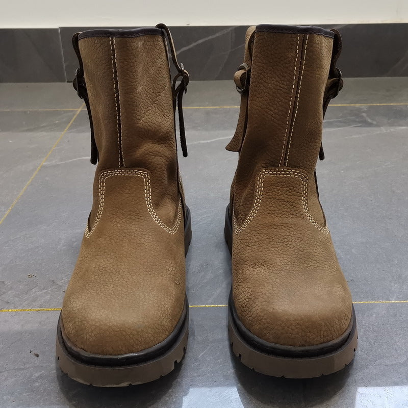 Women's & Men's Offer Cowhide Worker Mongolian Riding Breathable Boots