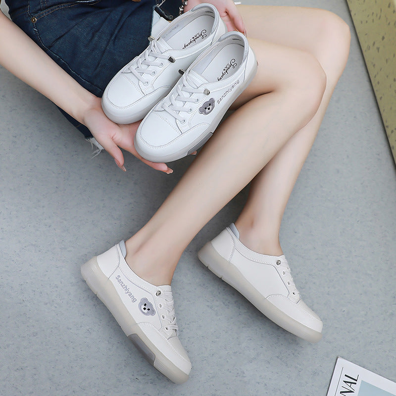 Women's Three Sheep White For Slip-on Flat Leisure Hollow Casual Shoes