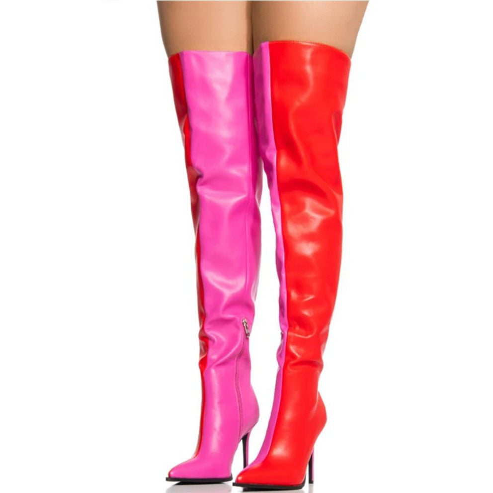 Stylish Color Block Side Zipper Stiletto Heels