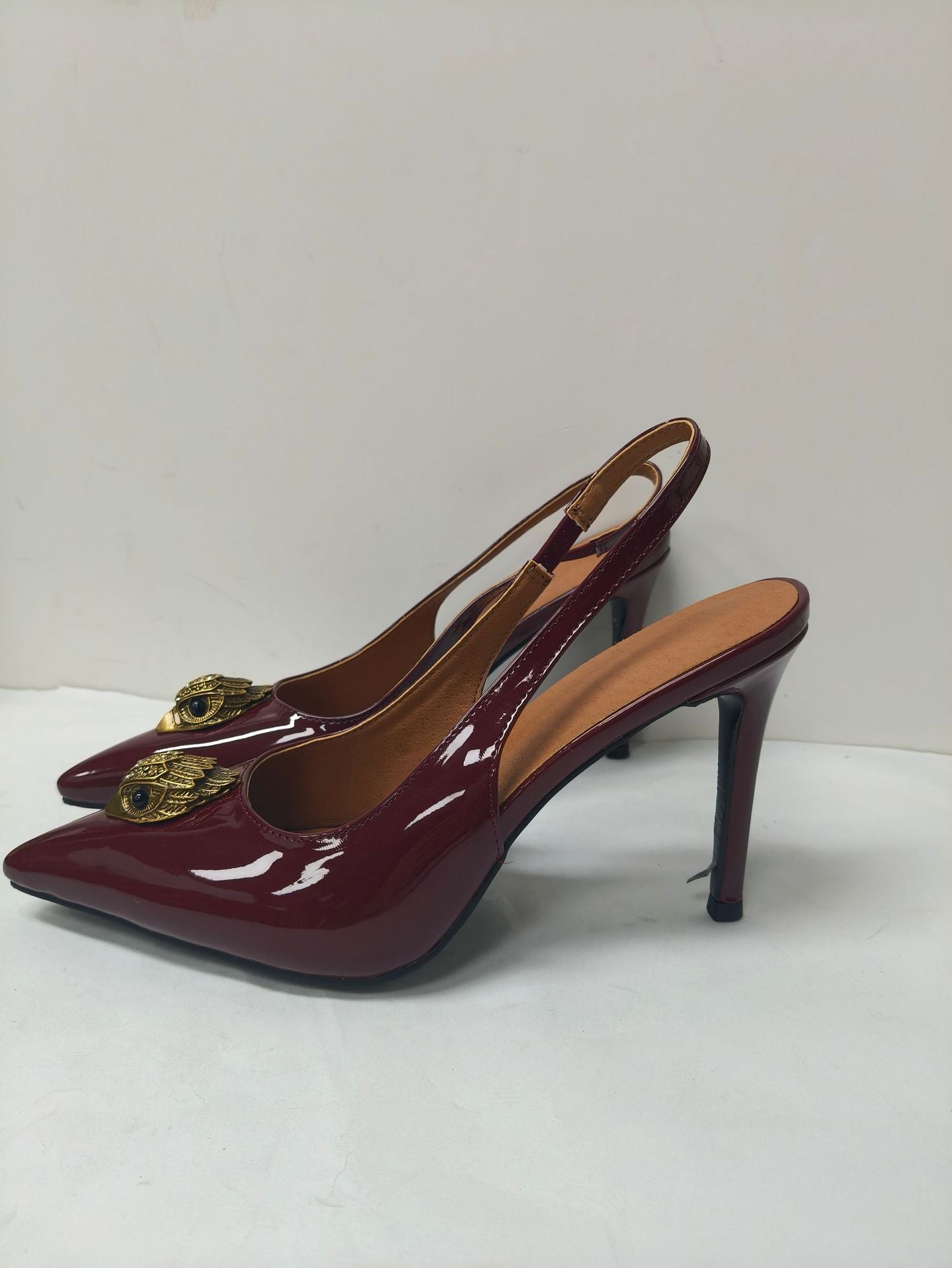 Pointed Toe Stiletto Rhinestone Eagle Head High Heeled Sandals