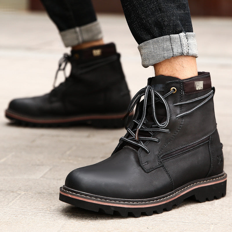 Men's Pier Layer Cowhide Martin British Motorcycle Snow Boots