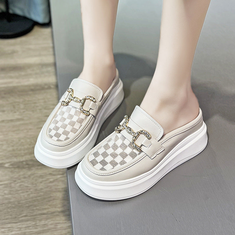 Women's Mesh Half For Height Increasing Insole Summer Platform Slippers
