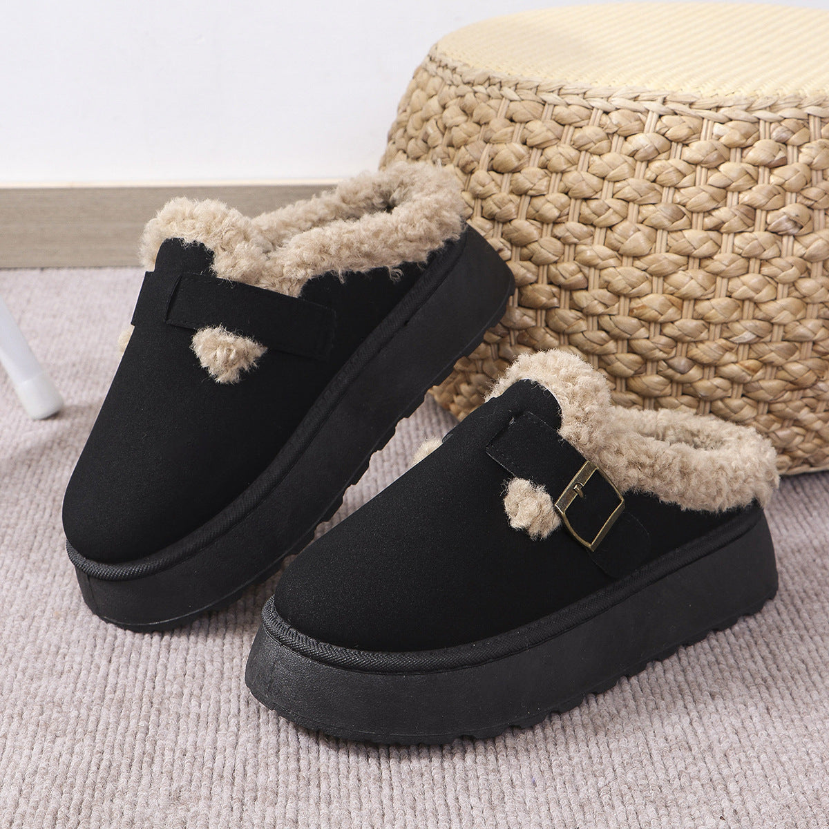 Women's Fashion Platform Plush Buckle Thermal Cotton Women's Shoes