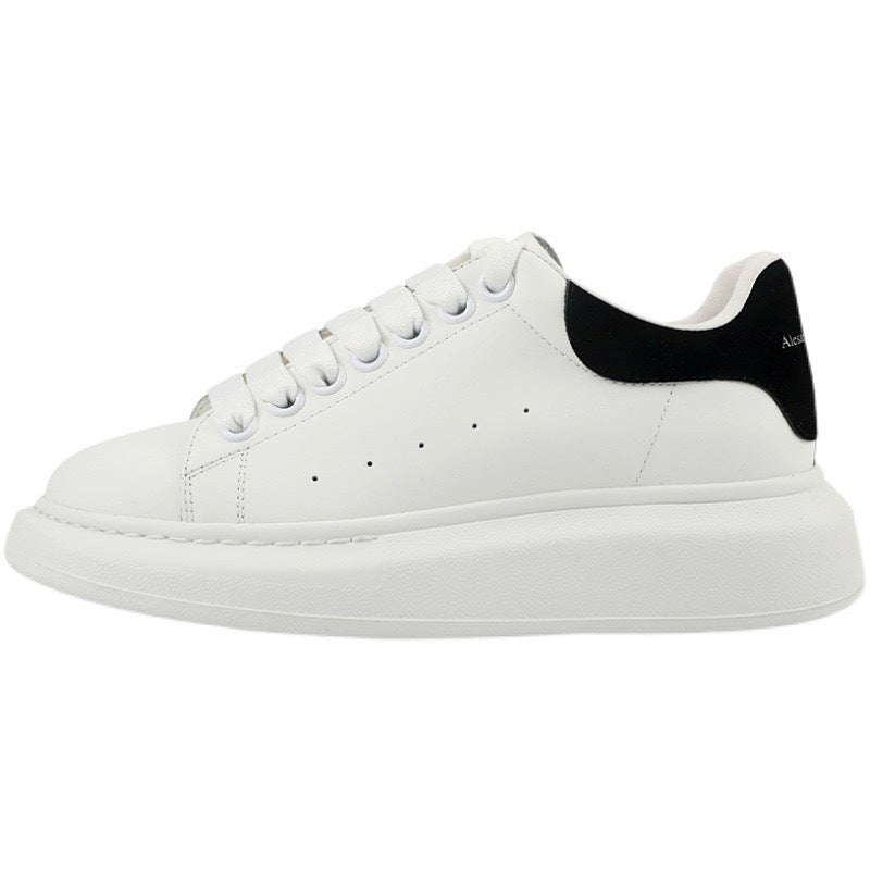 Women's Mcqueen White Genuine Platform Invisible Elevated Casual Shoes