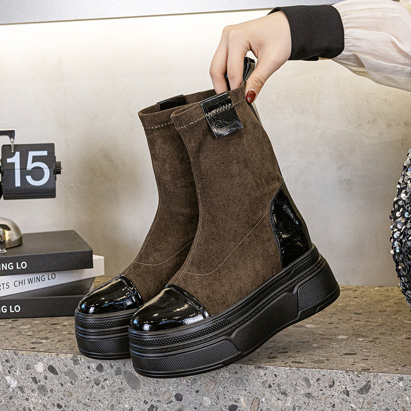 Women's Platform Martin Trendy Slip-on British Style Boots