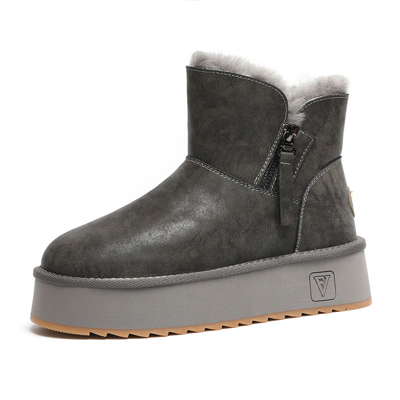 Women's Genuine Short Thick Bottom Winter Waterproof Snow Boots