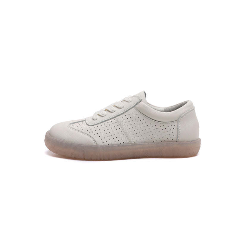 Women's Cowhide Hollowed Leisure Pumps Flat Fruit Casual Shoes