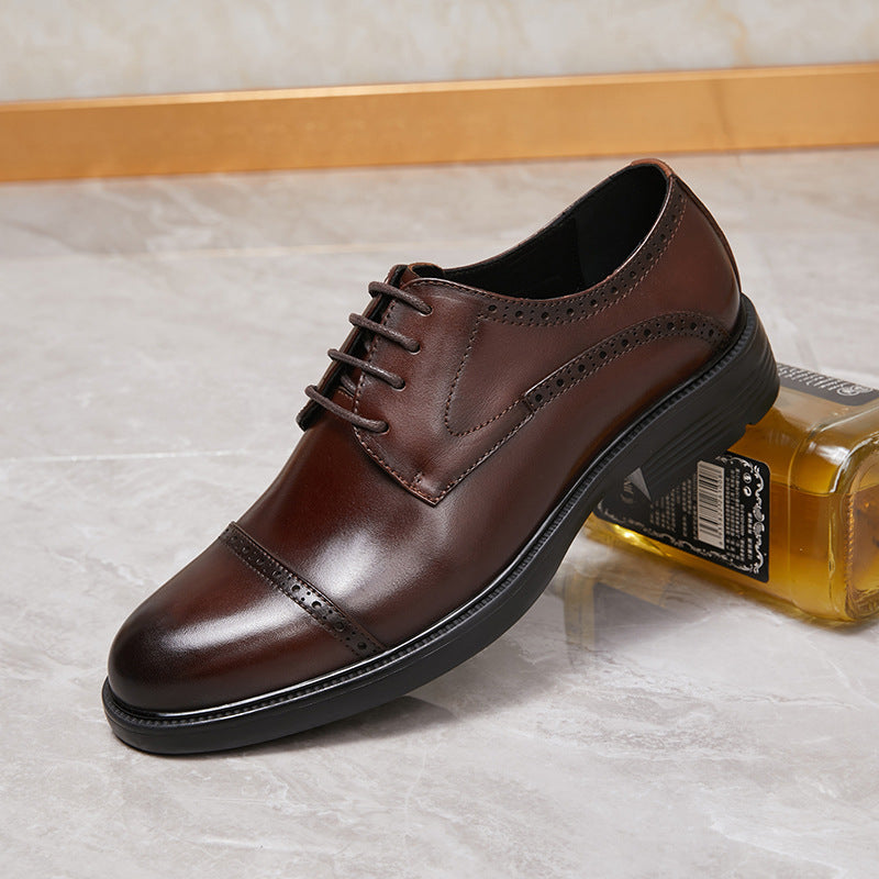 Men's Business Strap Authentic Low Professional Three Joint Leather Shoes