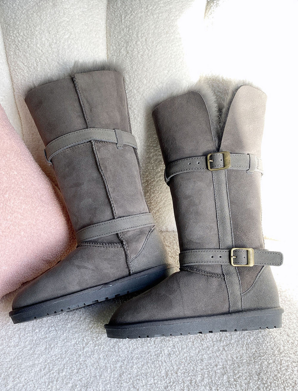 Women's Sheepskin Fur Long Thick Bottom Increased Winter Snow Boots