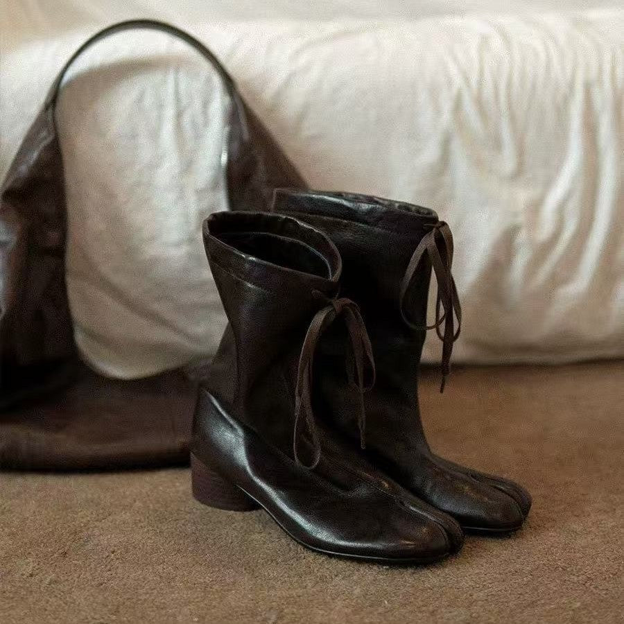 Women's Sheepskin Version Wide Tube Split Toe Trotter Boots