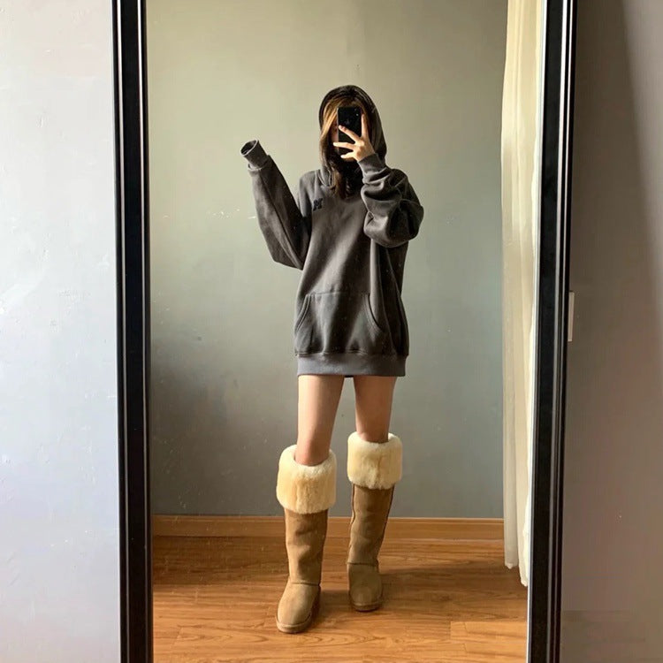 Women's Order Two-way Wool Real Fur Integrated Snow Boots