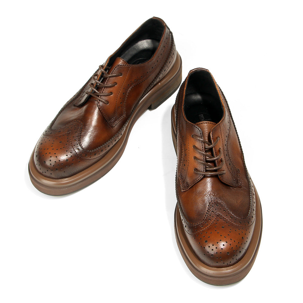Men's British Fashion First Layer Cowhide Retro Leather Shoes