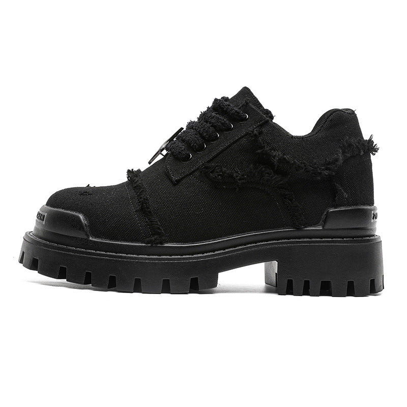 Men's Retro Derby Invisible Height Increasing Big Head Mickey Style Men's Business Leather Shoes
