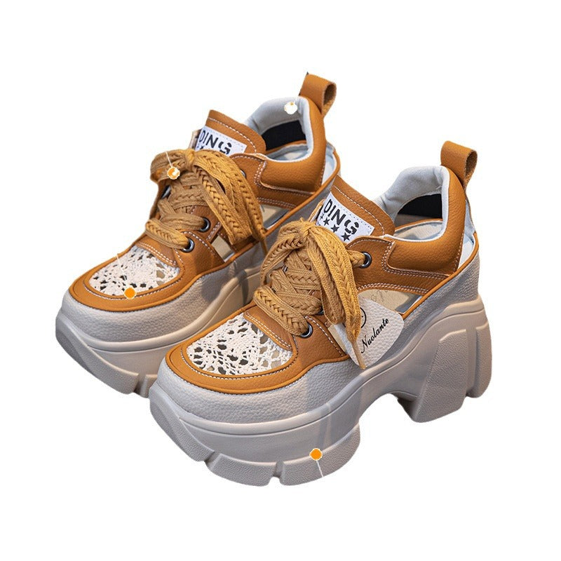 Women's Height Increasing Insole Platform White Real Sandals