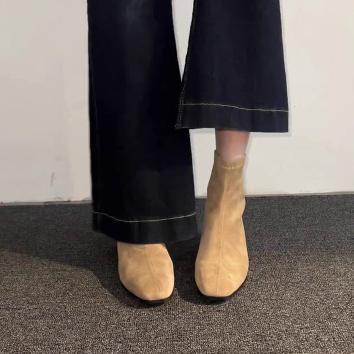 Women's Increasing Insole Korean Style Retro Ankle Elegant Suede Skinny Women's Leather Boots