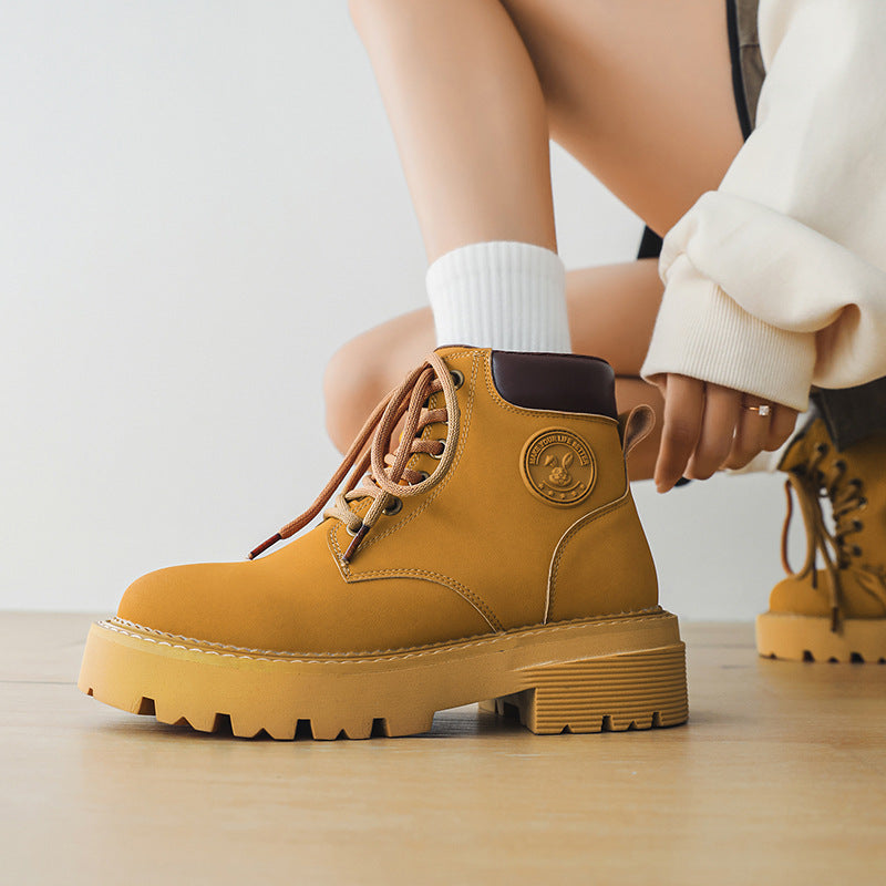 Men's British Style Retro Platform Worker Big Boots
