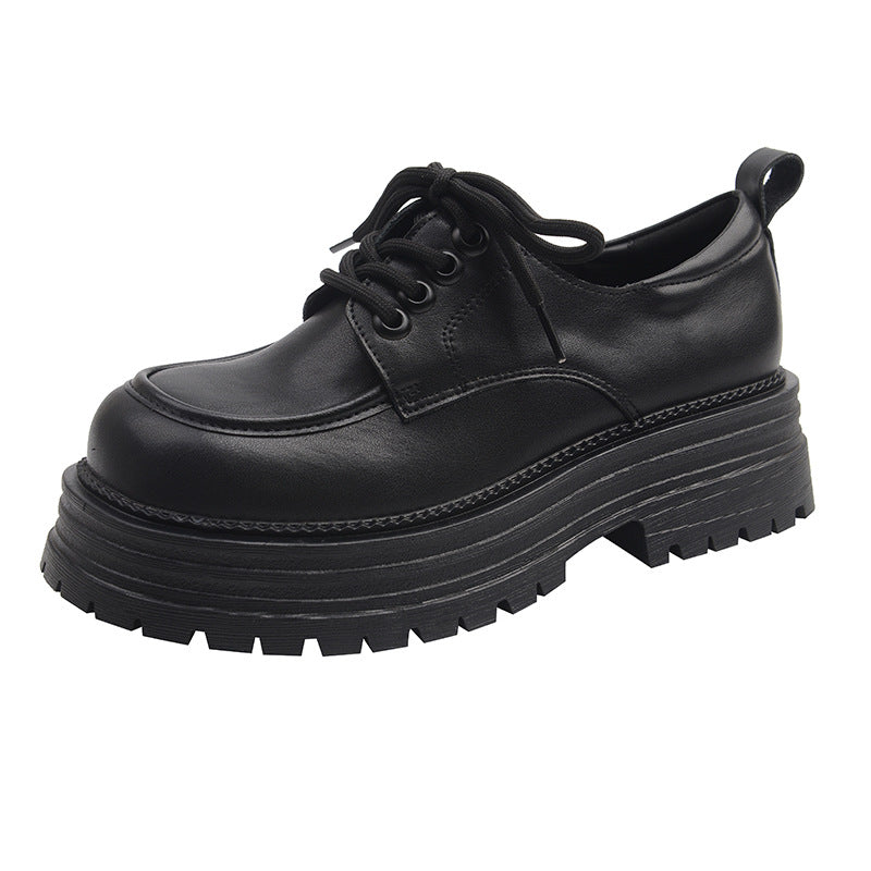 Women's Fat Platform British Style Retro Lace Up Preppy Large Loafers