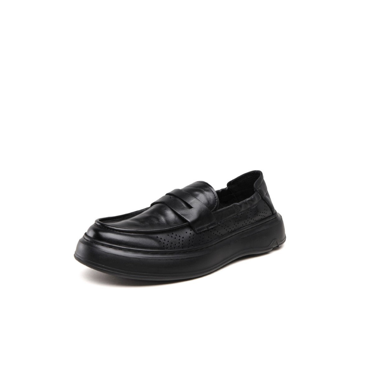 Men's First Layer Cowhide Perforated Soft Bottom Loafers/doug Shoes