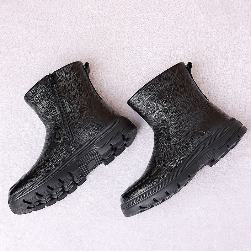 Men's Winter Wool Cowhide Fleece-lined Warm Genuine Boots