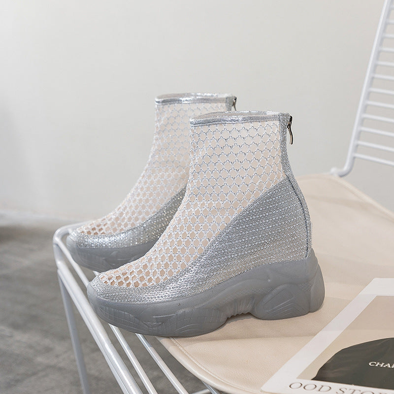 Women's Summer Breathable Platform Inner Height Increasing Hollow Sandals