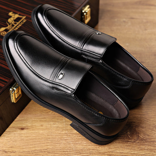 Men's Genuine Spring Cowhide Business Slip-on Soft Bottom Leather Shoes