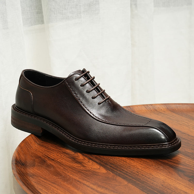 Men's Stitching Summer Genuine Business Formal Wear Leather Shoes