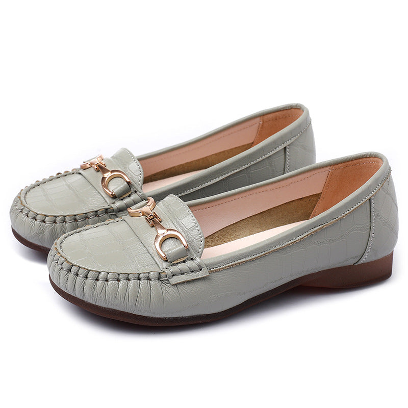 Color Metal Decorative Flat Bottom Pumps Low Casual Shoes