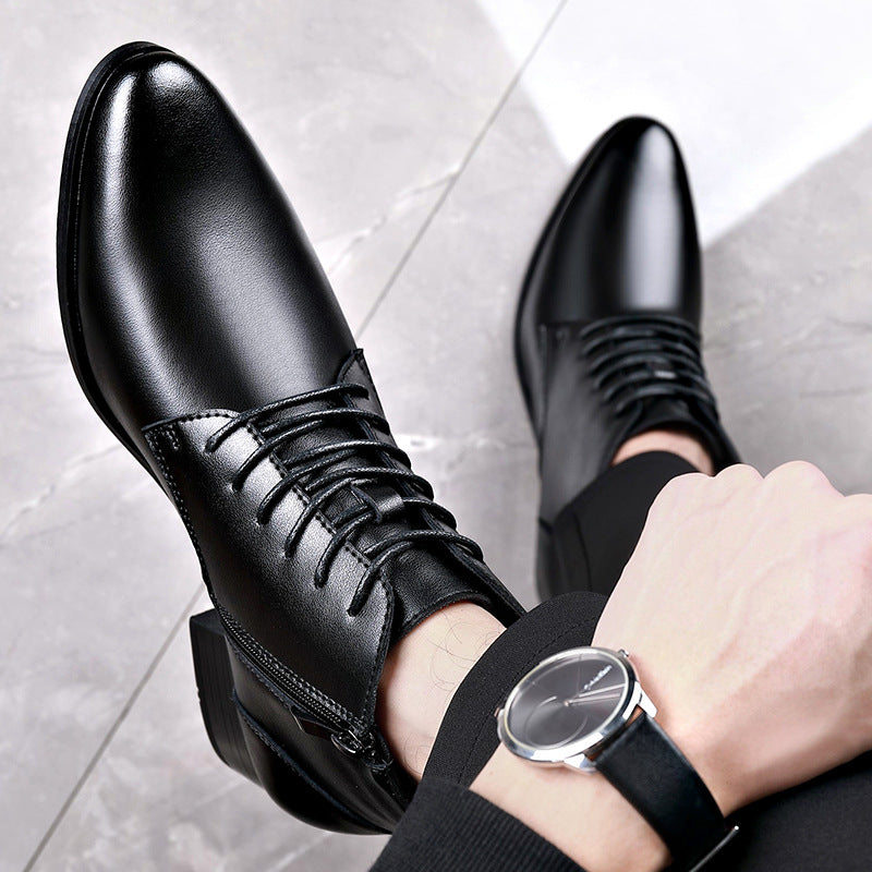 Men's Korean Style Trendy Business Pointed Veet Leather Shoes