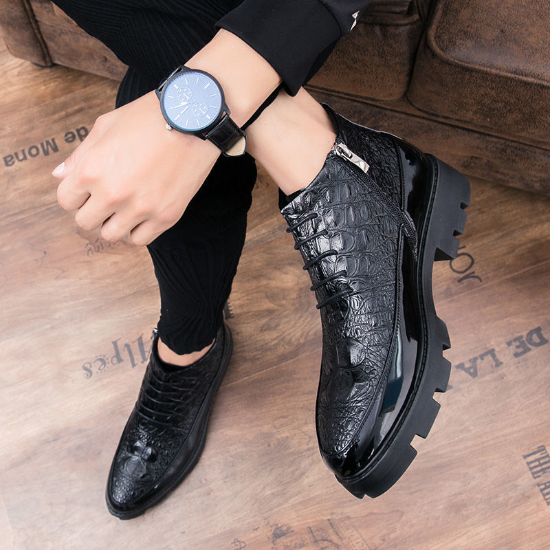Men's Martin British Fashion Korean Style Hair Stylist Chelsea Winter Veet Men's Business Leather Shoes
